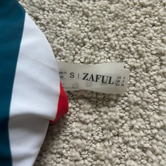 Striped bikini top & yellow high-waisted bottoms - Picture 2 of 2